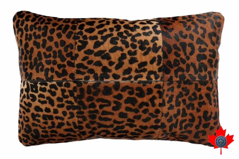 400028. 21' Animal Print Leopard cowhide pillow.