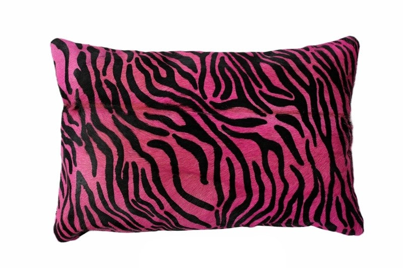 400009 Pink Zebra cowhide pillow.