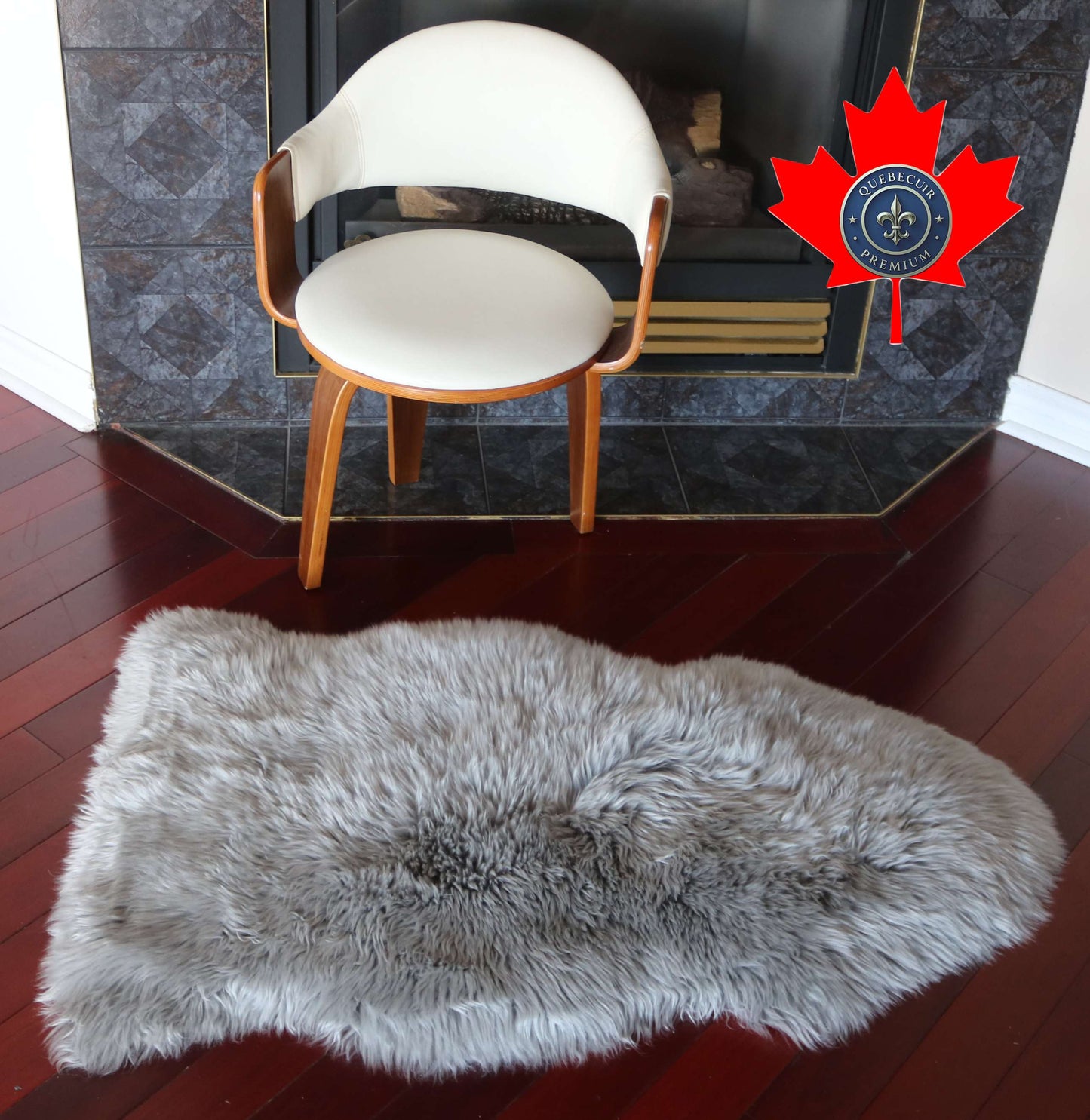 100331 Tapis GRAND peau de Mouton Sheepskin BIG SIZE Collection Quebecuir Premium GREY GRIS X 1