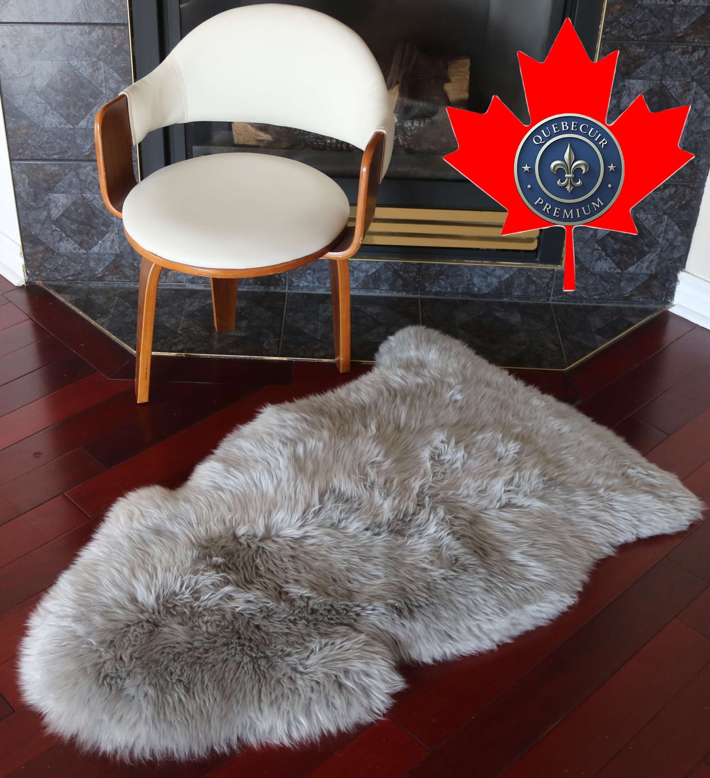 100333 Tapis GRAND peau de Mouton Sheepskin BIG SIZE Collection Quebecuir Premium GREY GRIS X 1