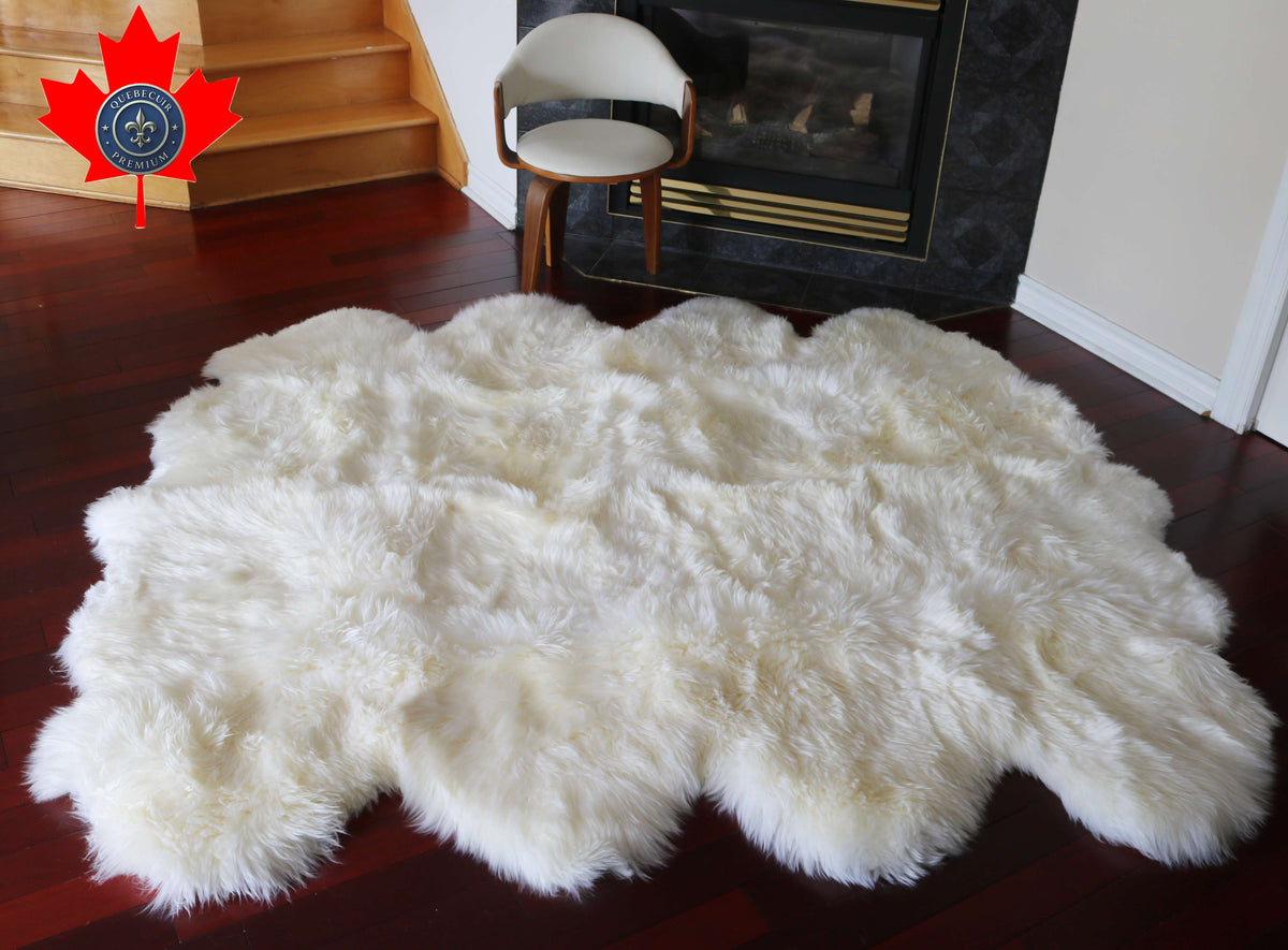 200671 Tapis GRAND peau de Mouton Sheepskin SUPER BIG SIZE XXXL Collection Quebecuir Premium IVORY X 8