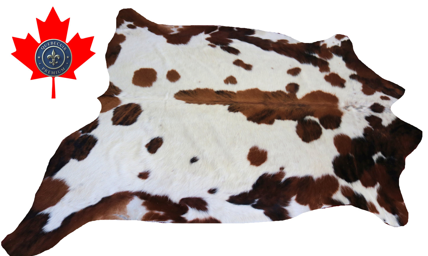 200251- Cowhide Rug Tapis Peau de Vache -Collection Quebecuir Premium TRICOLOR