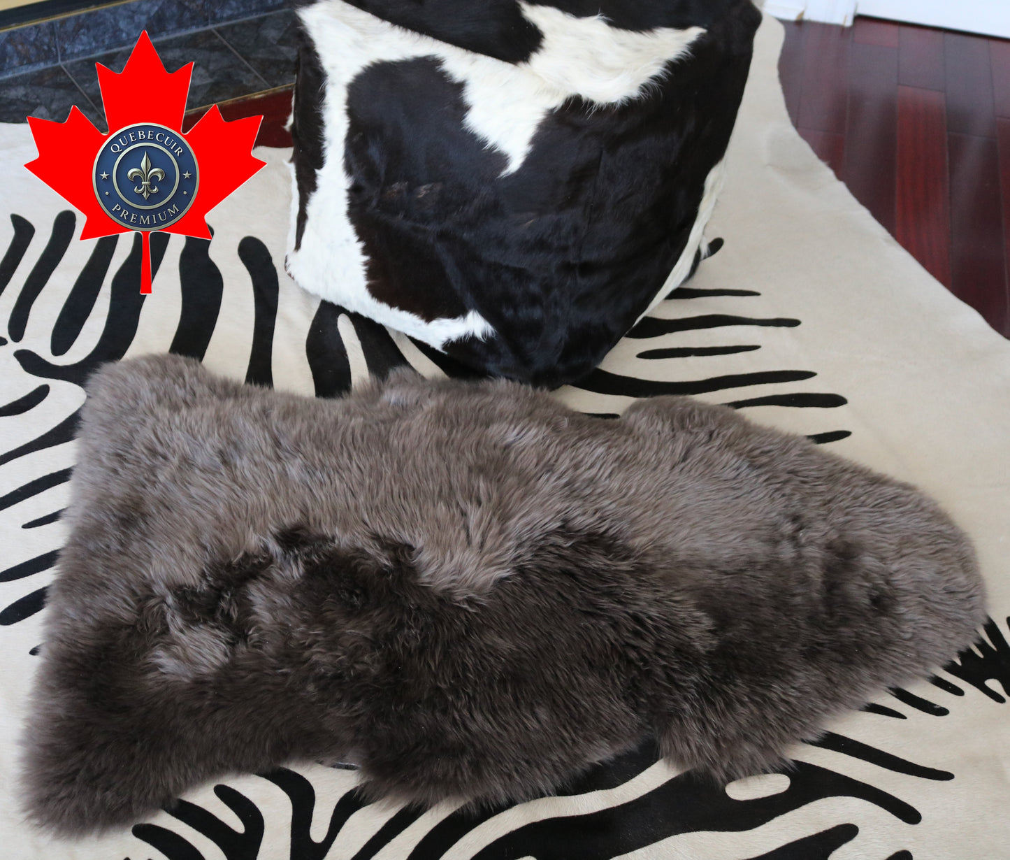 300169 Tapis GRAND peau de Mouton Sheepskin BIG SIZE Collection Quebecuir Premium BROWN X 1