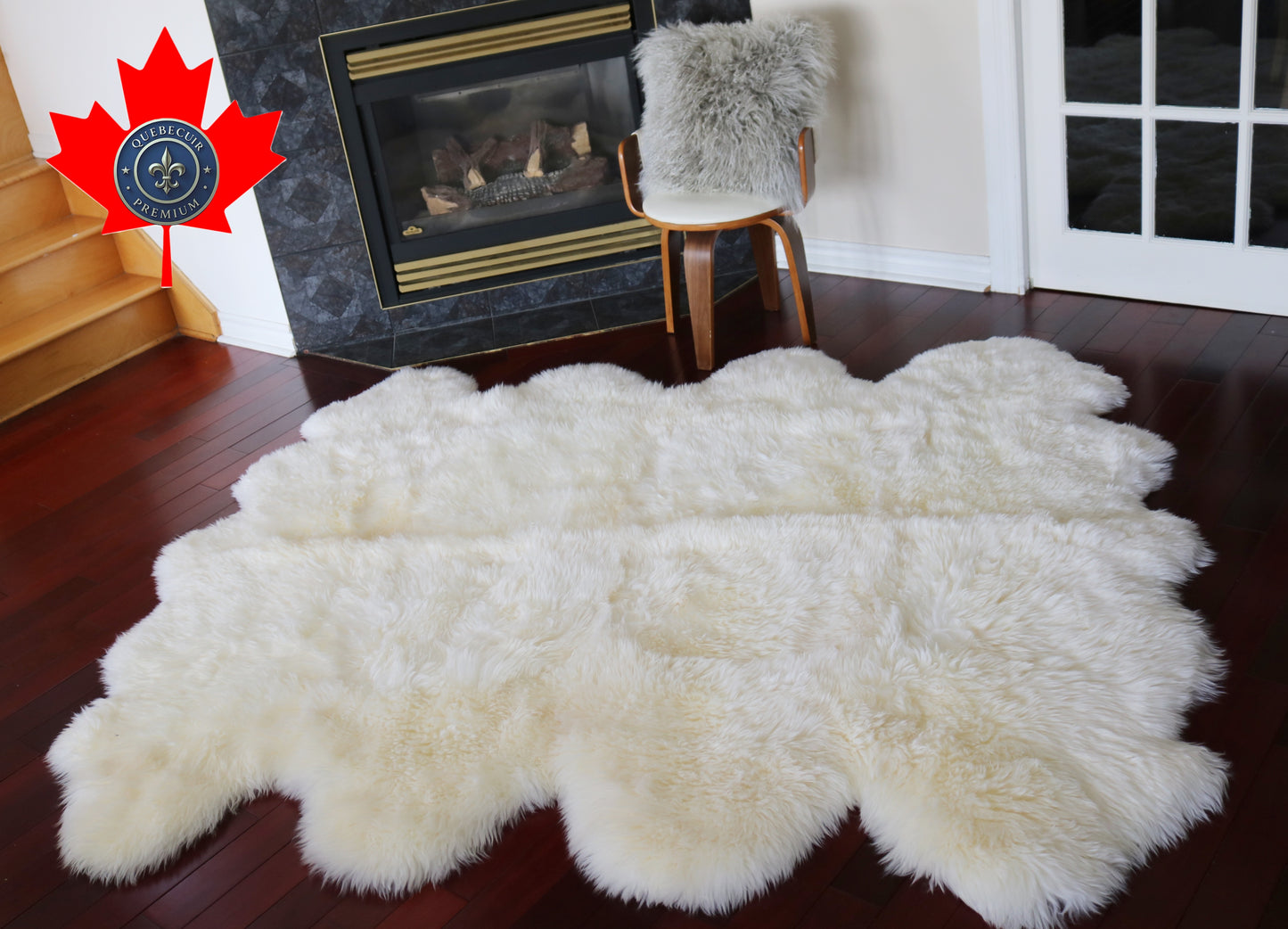 99096 Tapis GRAND peau de Mouton Sheepskin SUPER XXXL BIG SIZE Collection Quebecuir Premium IVOIRE IVORY X 8