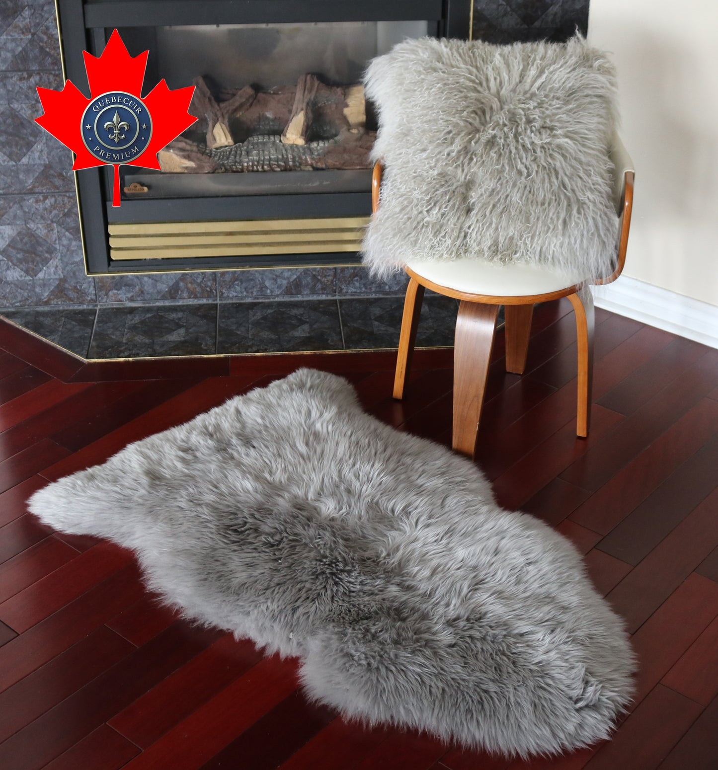 99105 Tapis GRAND peau de Mouton Sheepskin BIG SIZE Collection Quebecuir Premium GREY X 1