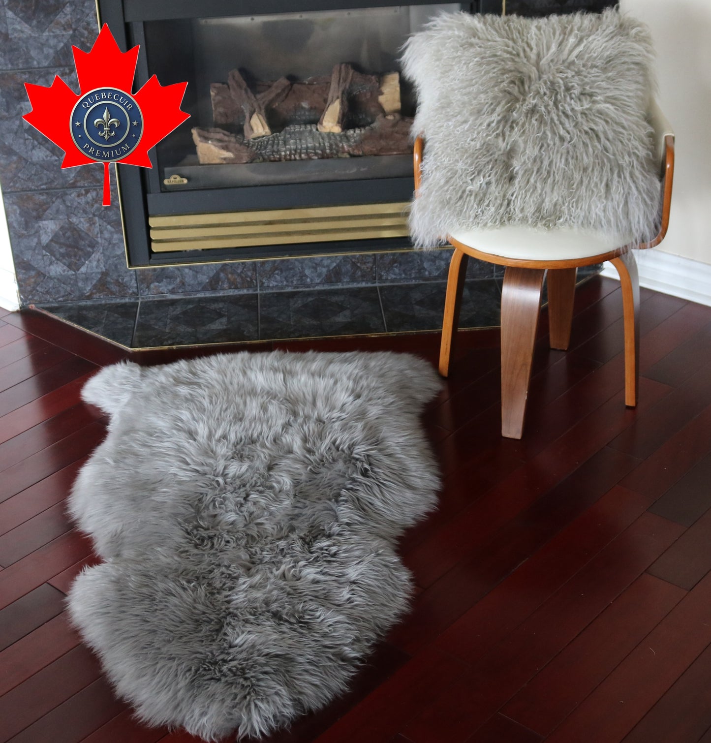 200444 Tapis GRAND peau de Mouton Sheepskin BIG SIZE Collection Quebecuir Premium GREY X 1