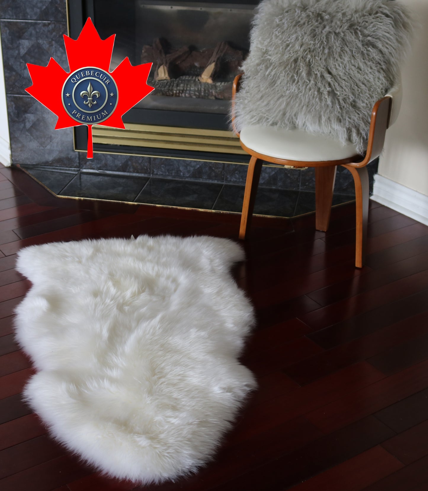 200466 Tapis GRAND peau de Mouton Sheepskin BIG SIZE Collection Quebecuir Premium IVORY X 1