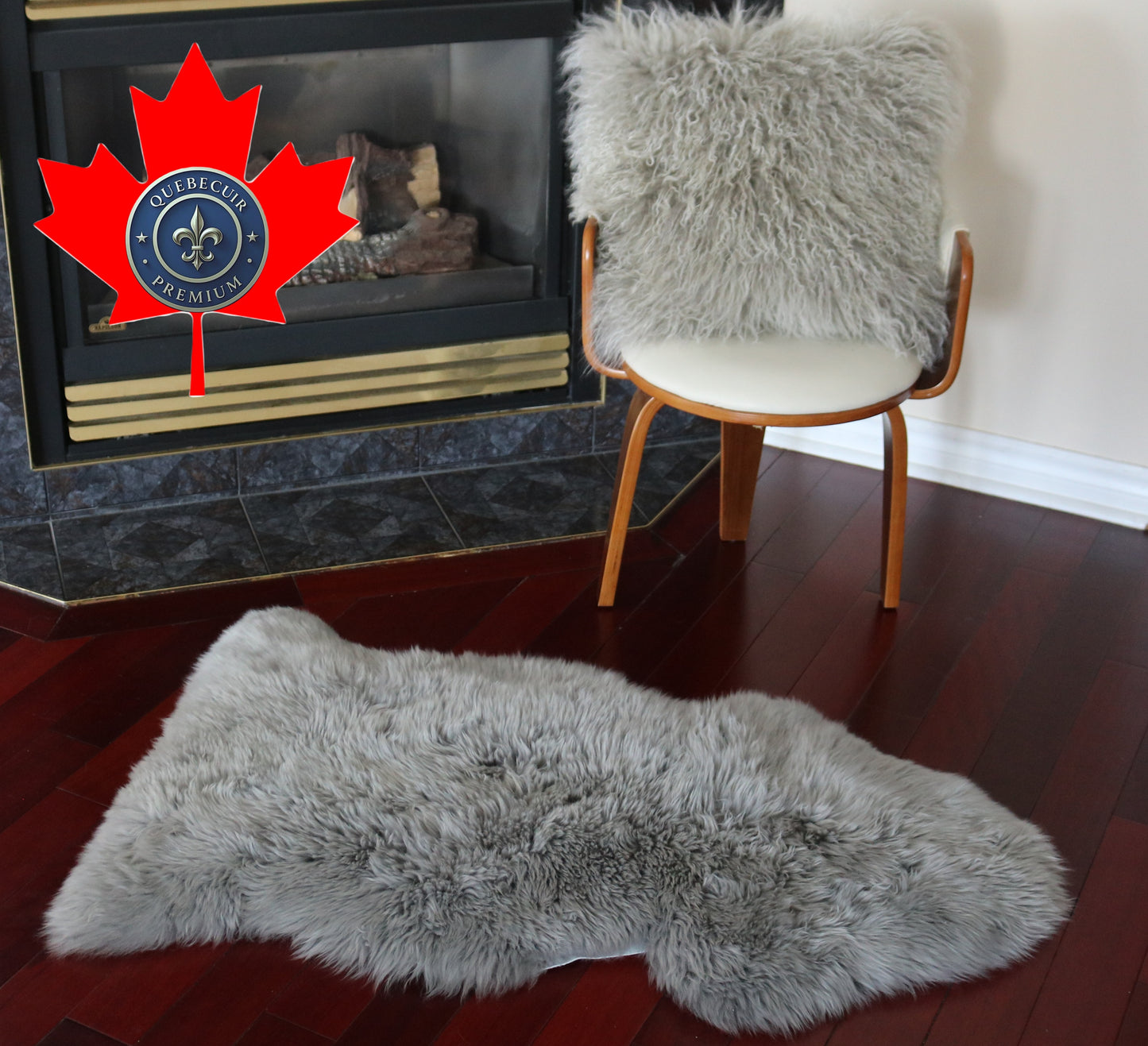 200470 Tapis GRAND peau de Mouton Sheepskin BIG SIZE Collection Quebecuir Premium GREY LIGHT X 1