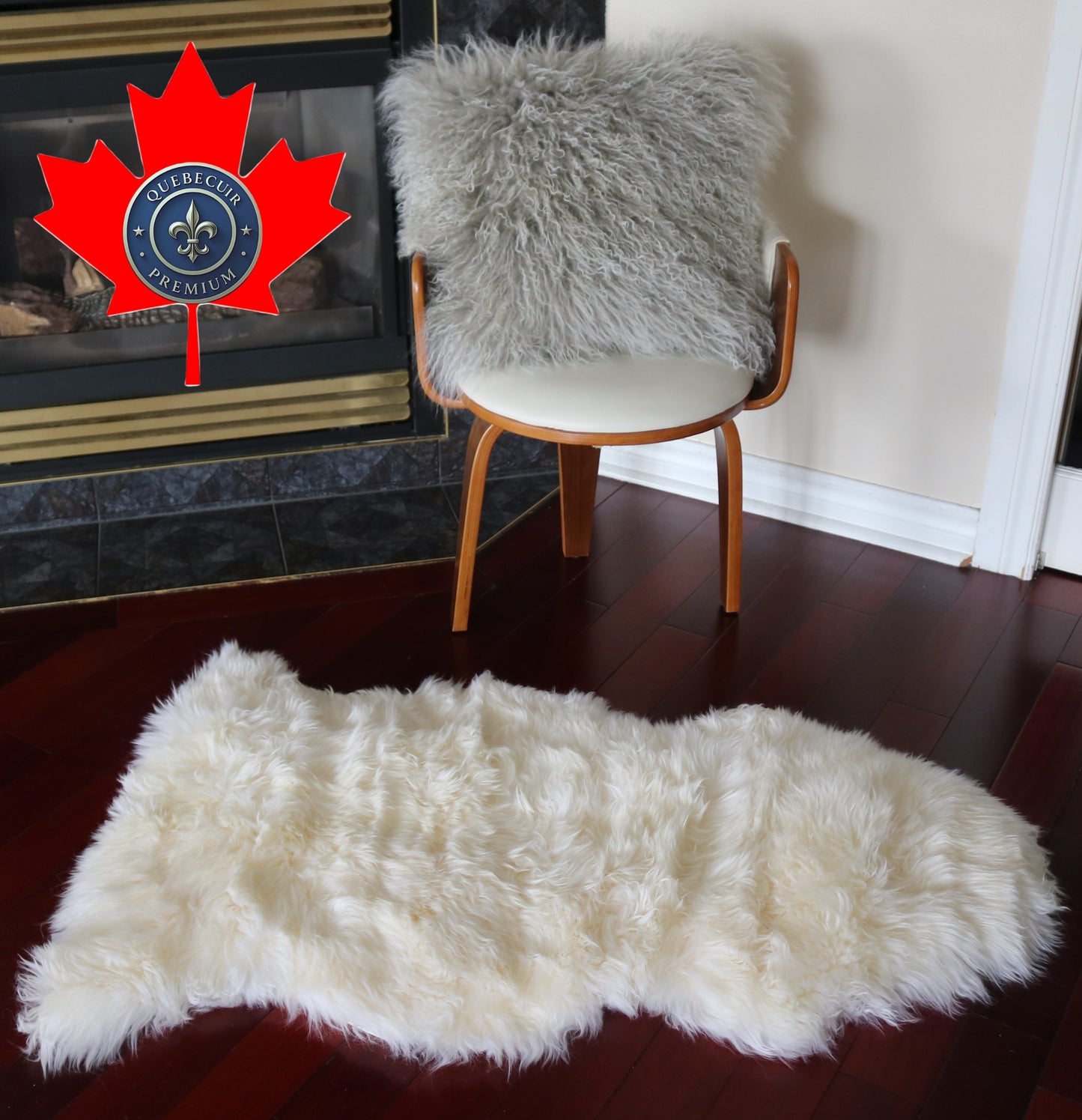 200482 Tapis GRAND peau de Mouton Sheepskin BIG SIZE Collection Quebecuir Premium IVORY X 1