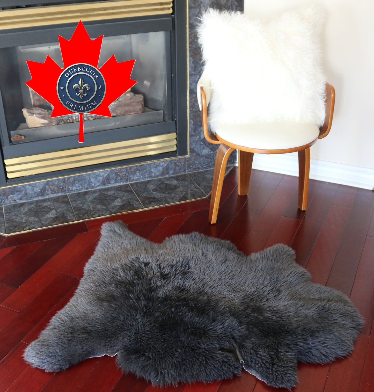 300368 peau de Mouton Sheepskin Collection Quebecuir Rustique GREY X 1