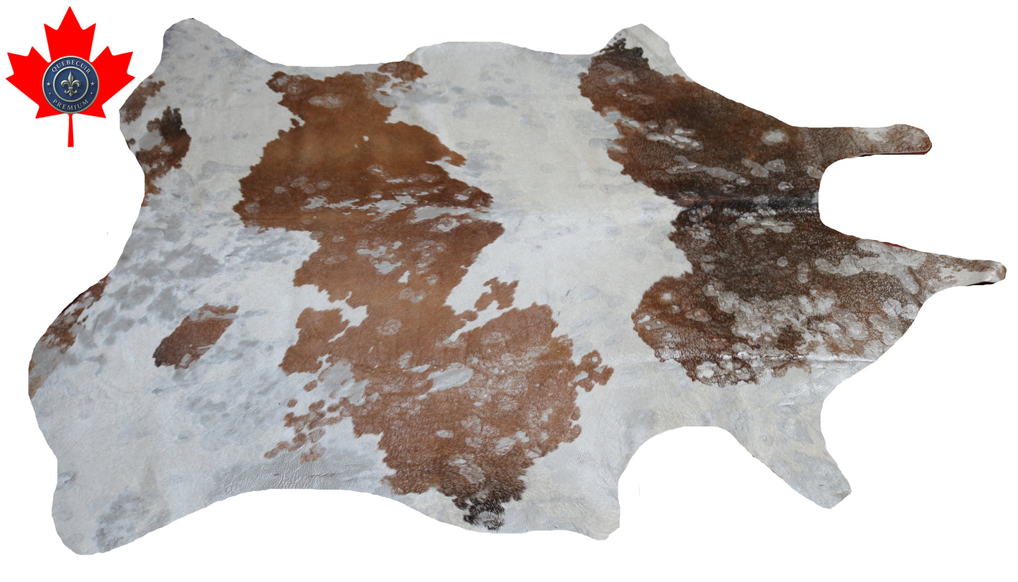 300608- Cowhide Rug Tapis Peau de Vache -SILVER METALLIC Collection Quebecuir Premium