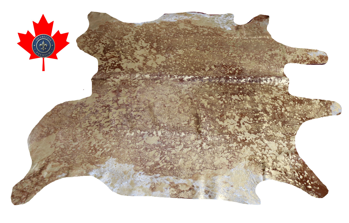 300610- Cowhide Rug Tapis Peau de Vache -GOLDEN METALLIC Collection Quebecuir Premium