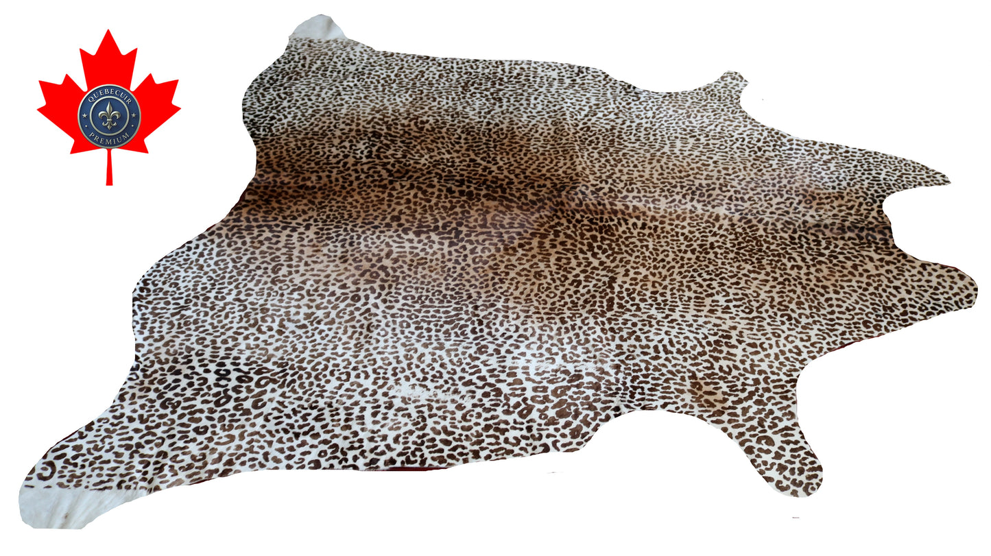 300612- Cowhide Rug Tapis Peau de Vache -LEOPARD Collection Quebecuir Premium