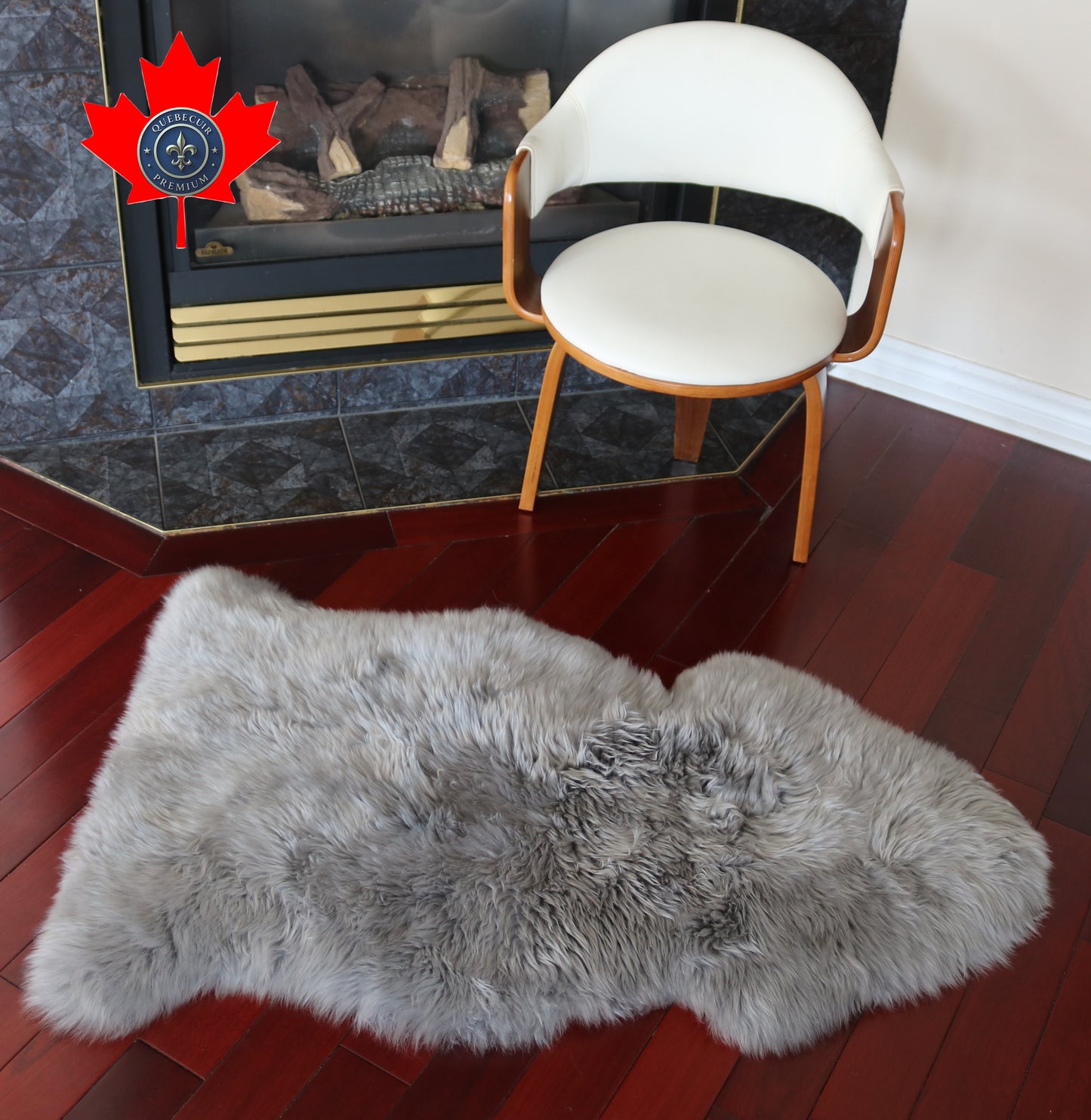 99290 Tapis GRAND peau de Mouton Sheepskin BIG SIZE Collection Quebecuir Premium GREY X 1