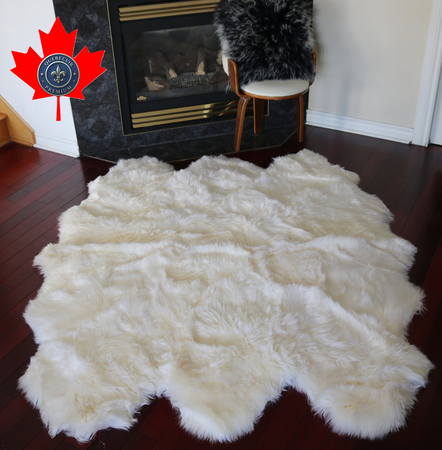 200556 Tapis GRAND peau de Mouton Sheepskin BIG SIZE Collection Quebecuir Premium IVORY X 6