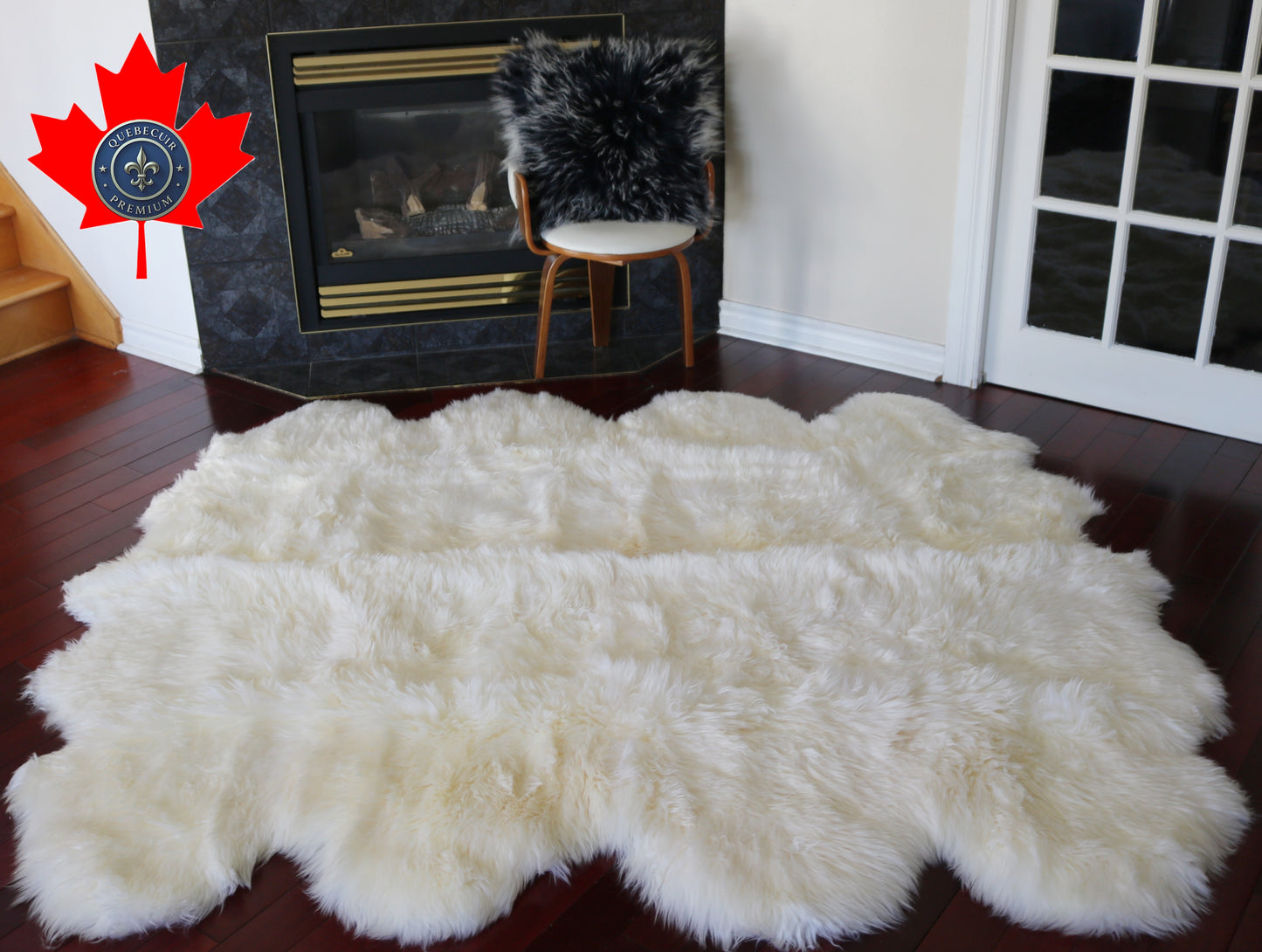 200557 Tapis GRAND peau de Mouton Sheepskin BIG SIZE Collection Quebecuir Premium IVORY X 8
