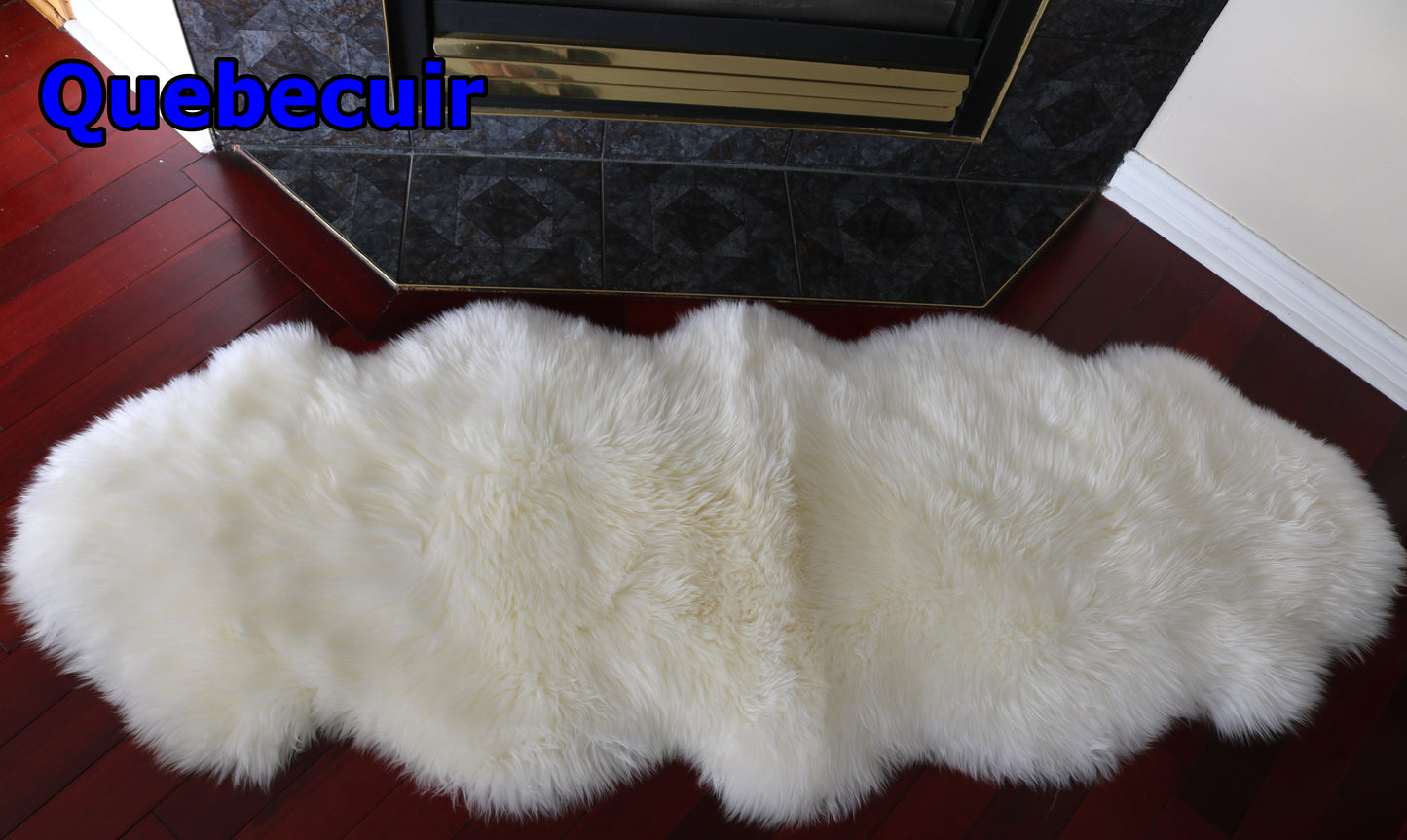 98060 Tapis GRAND peau de Mouton Sheepskin BIG SIZE Collection Quebecuir Premium IVOIRE IVORY X 2