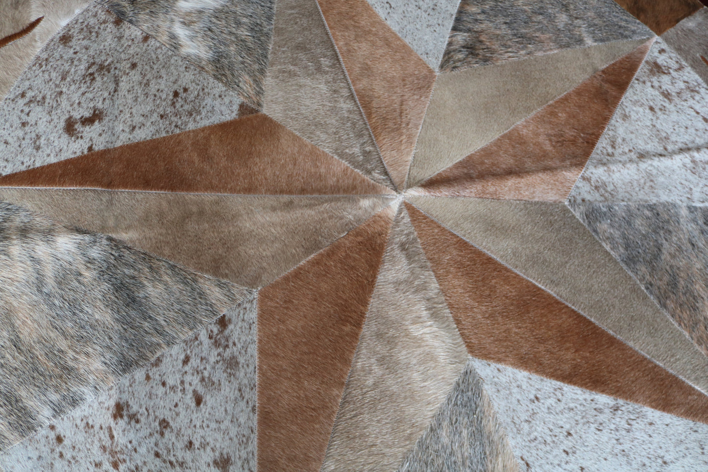 99914 Cowhide rug patchwork Collection Quebecuir Premium MANDALA ROUND BIG SIZE XXL WESTERN STYLE