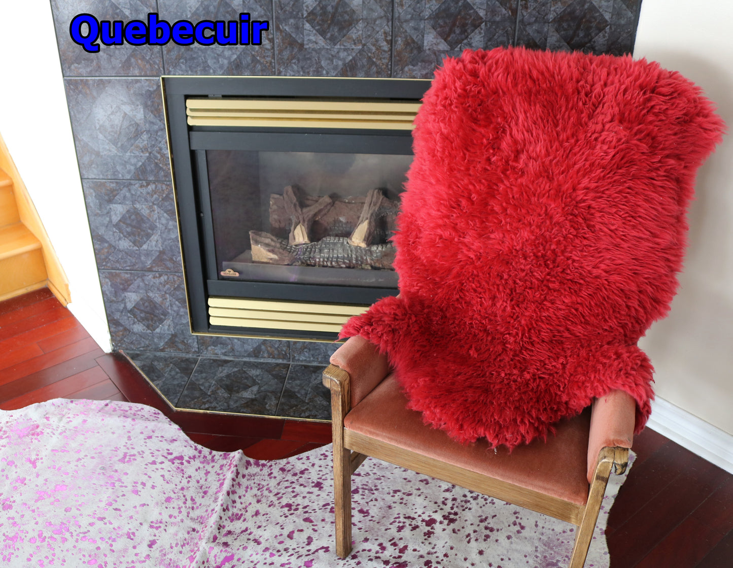 98400 Tapis GRAND peau de Mouton Sheepskin BIG SIZE Collection Quebecuir Premium RED X 1