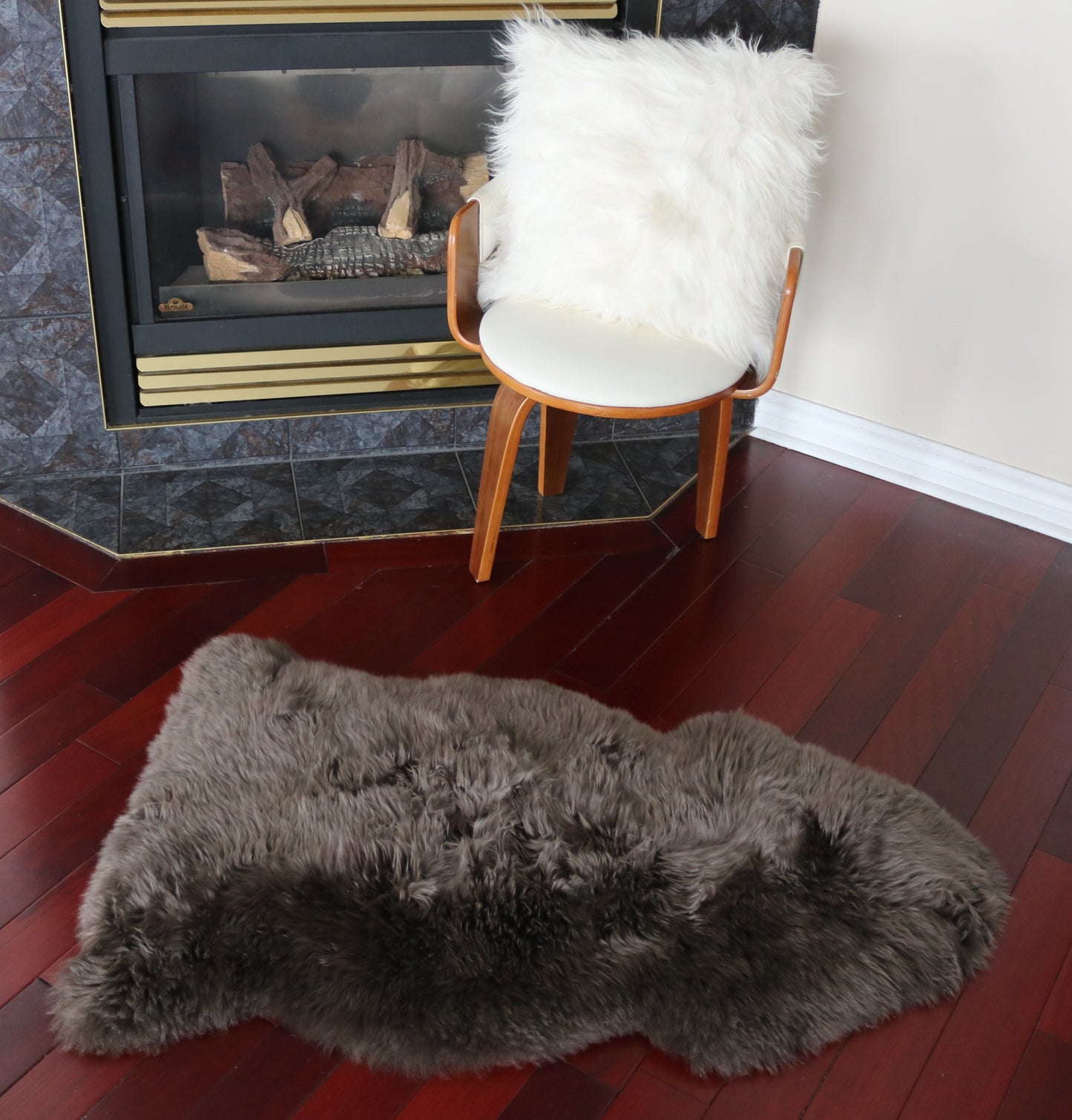 100035 Tapis GRAND peau de Mouton Sheepskin BIG SIZE Collection Quebecuir Premium BROWN X 1