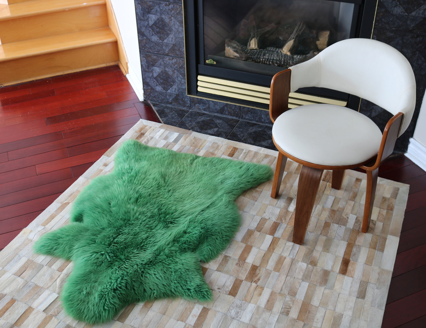 98468 Tapis GRAND peau de Mouton Sheepskin BIG SIZE Collection Quebecuir Premium GREEN X 1