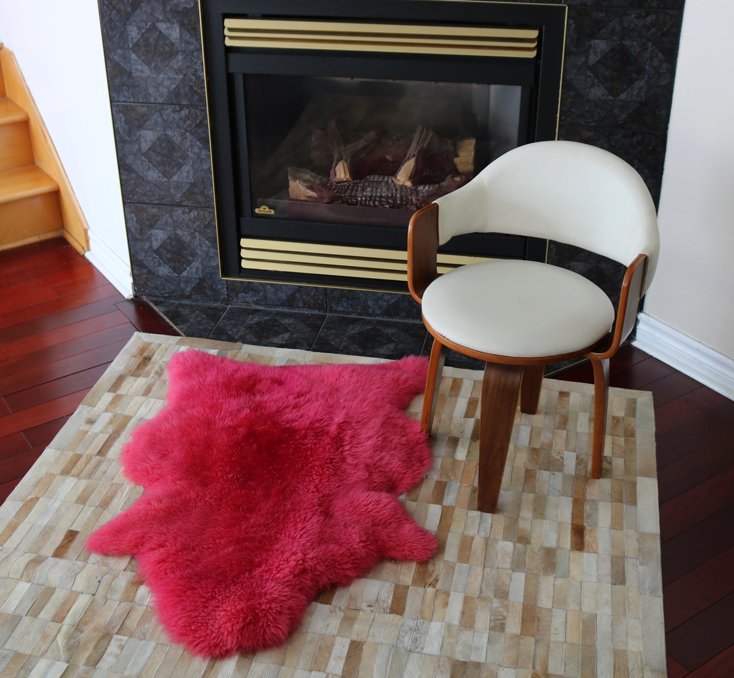 98467 Tapis GRAND peau de Mouton Sheepskin BIG SIZE Collection Quebecuir Premium PINK X 1