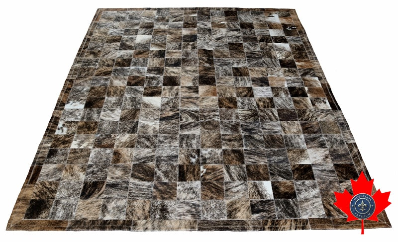 100050 Brindle Cowhide Patchwork Rug. Quebecuir Premium Collection.