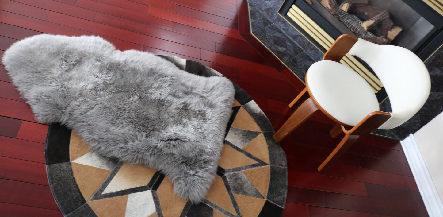 98515 Tapis GRAND peau de Mouton Sheepskin BIG SIZE Collection Quebecuir Premium GREY X 1