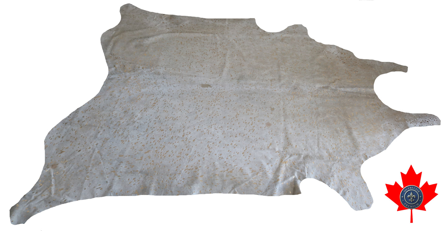 98605 - Cowhide Rug Tapis Peau de Vache GOLDEN METALLIC SUPER BIG SIZE XXXL - Collection Quebecuir Premium