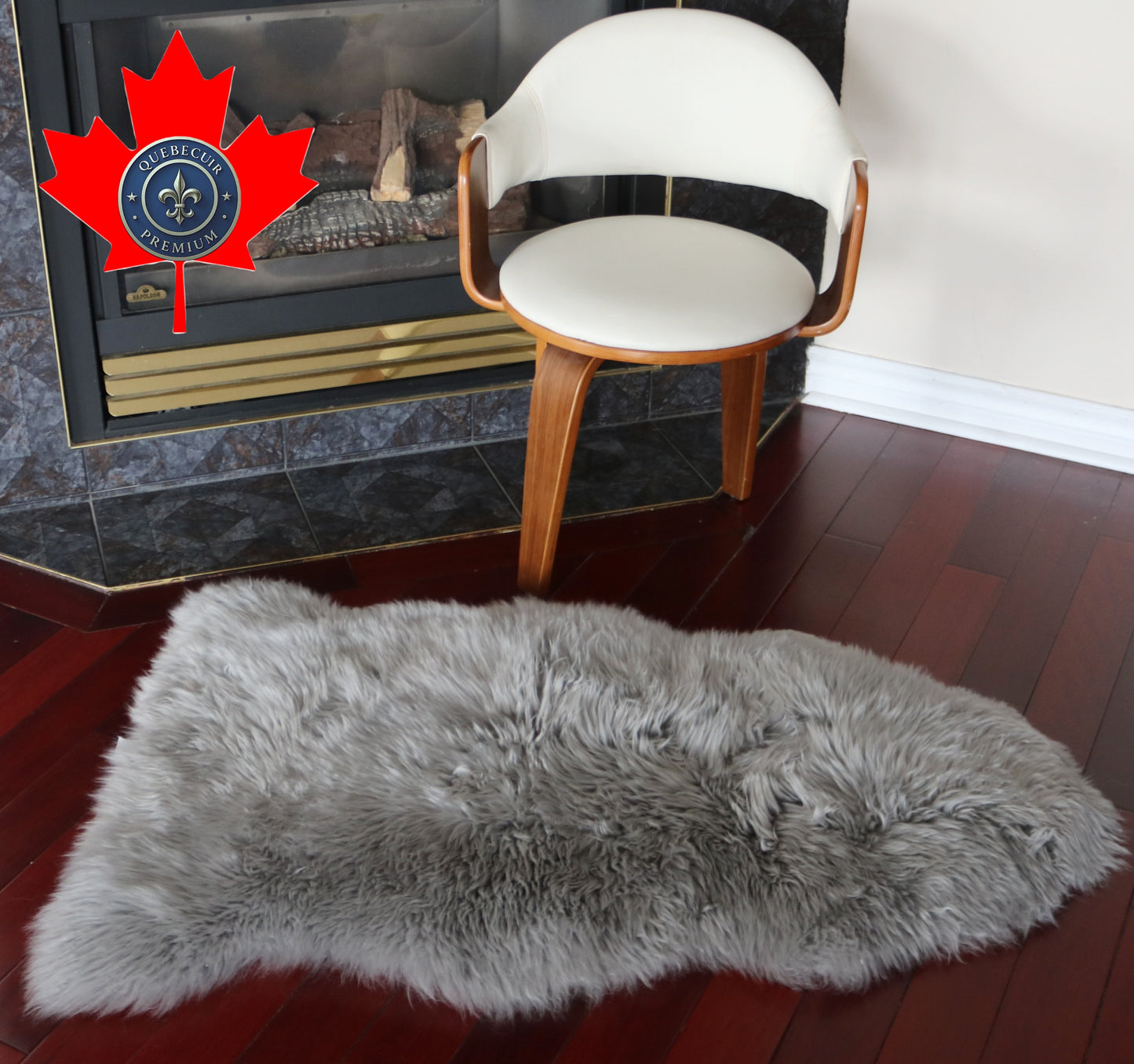 100196 Tapis GRAND peau de Mouton Sheepskin BIG SIZE Collection Quebecuir Premium GREY X 1