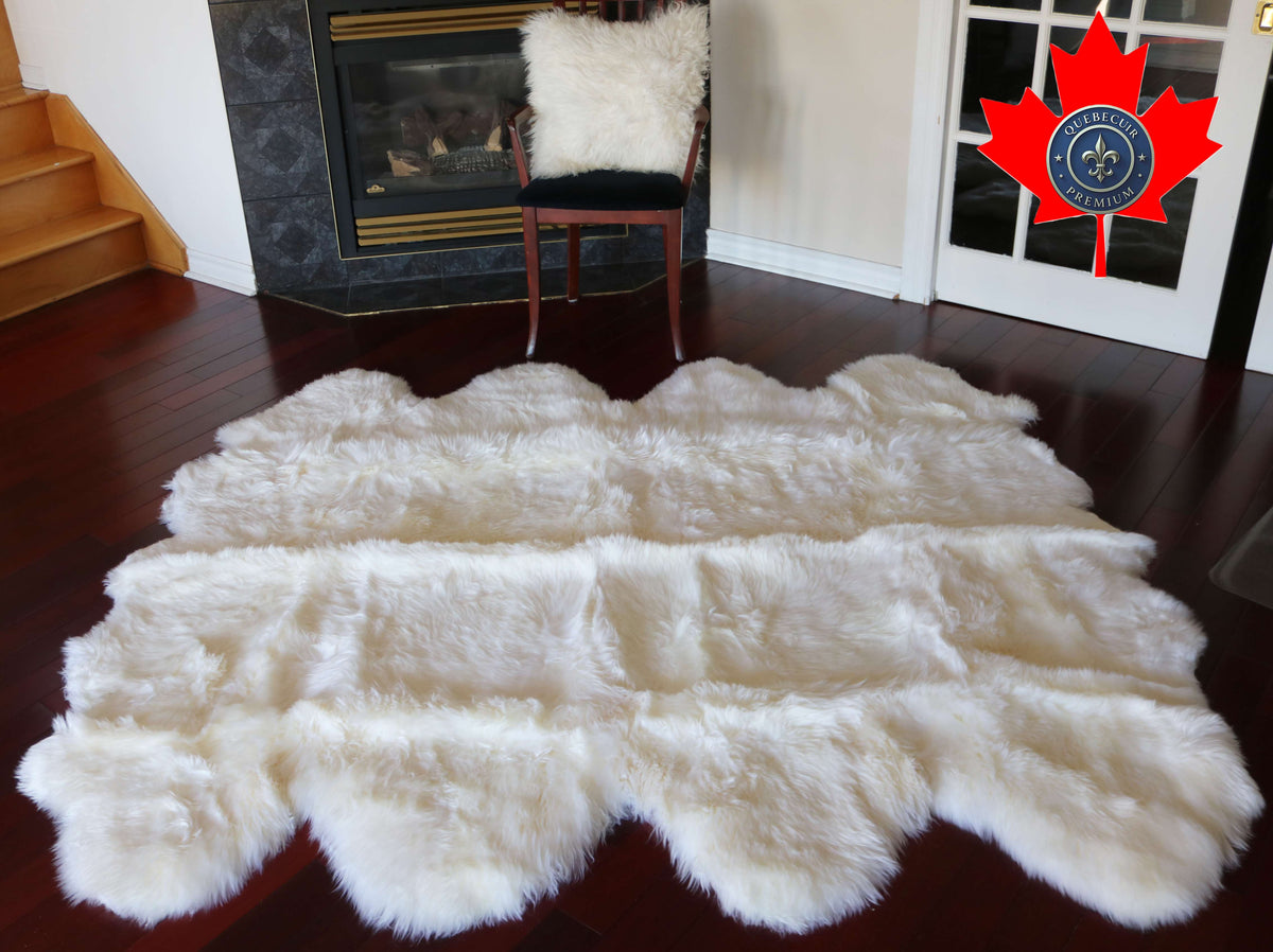 200701 Tapis GRAND peau de Mouton Sheepskin SUPER BIG SIZE Collection Quebecuir Premium IVORY X8