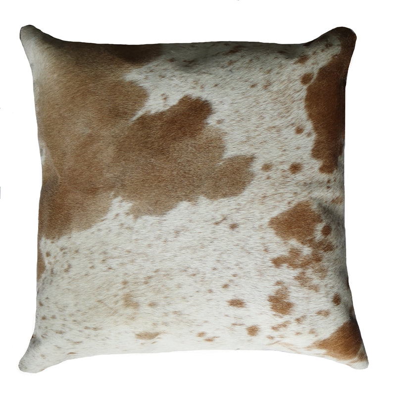400016 19" Beige, Brown and White Cowhide pillow.