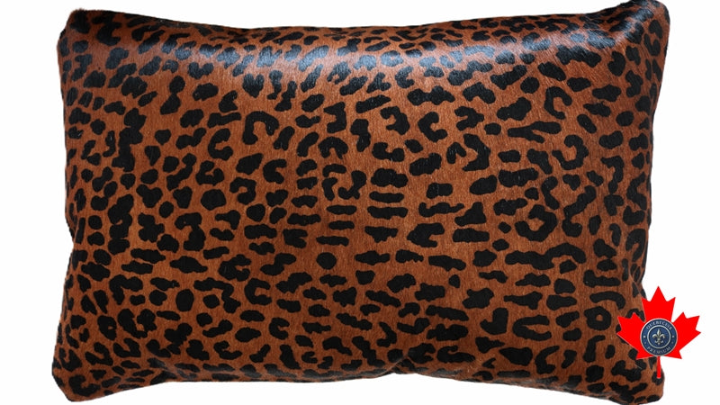 400028. 21' Animal Print Leopard cowhide pillow.