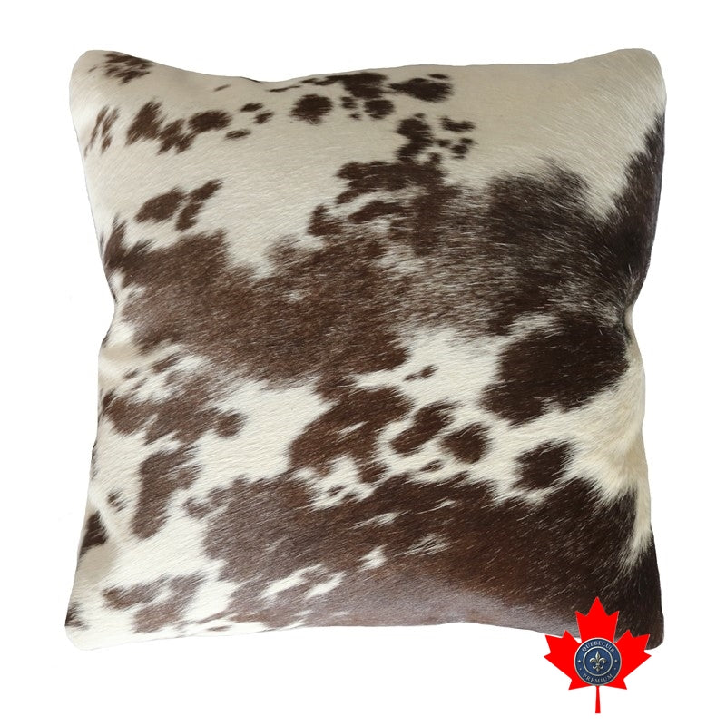 18" Brown and White Cowhide pillow 400032.