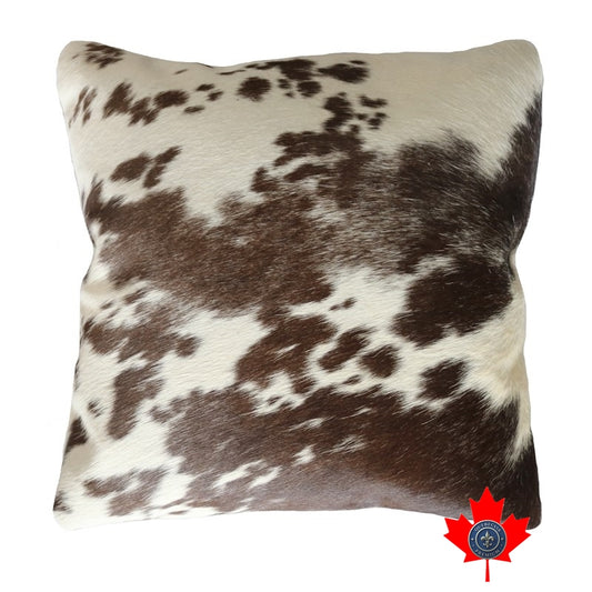 18" Brown and White Cowhide pillow 400032.