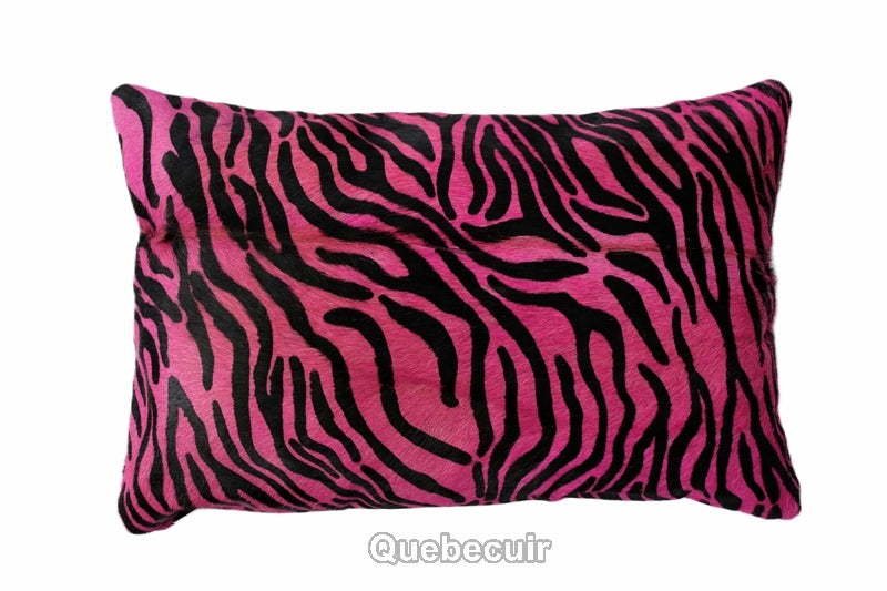 400009 Pink Zebra cowhide pillow.