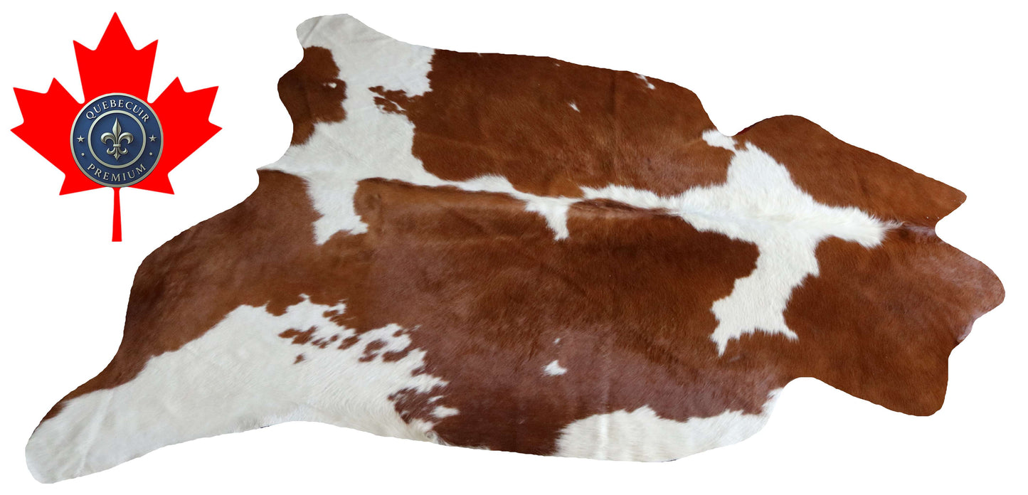 100270- Cowhide Rug  BROWN & WHITE - Quebecuir Premium Collection