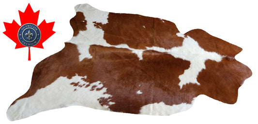 100270- Cowhide Rug  BROWN & WHITE - Quebecuir Premium Collection