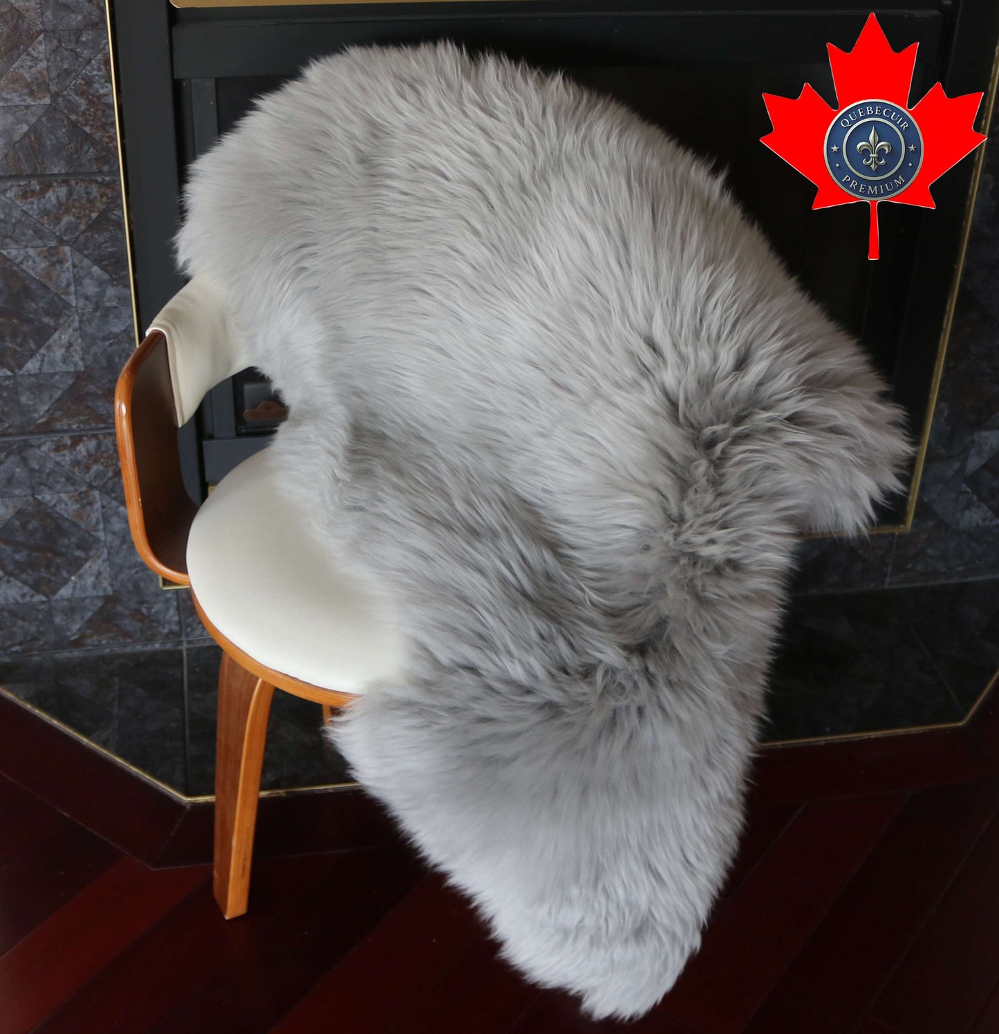 100332 Tapis GRAND peau de Mouton Sheepskin BIG SIZE Collection Quebecuir Premium GREY GRIS    X 1