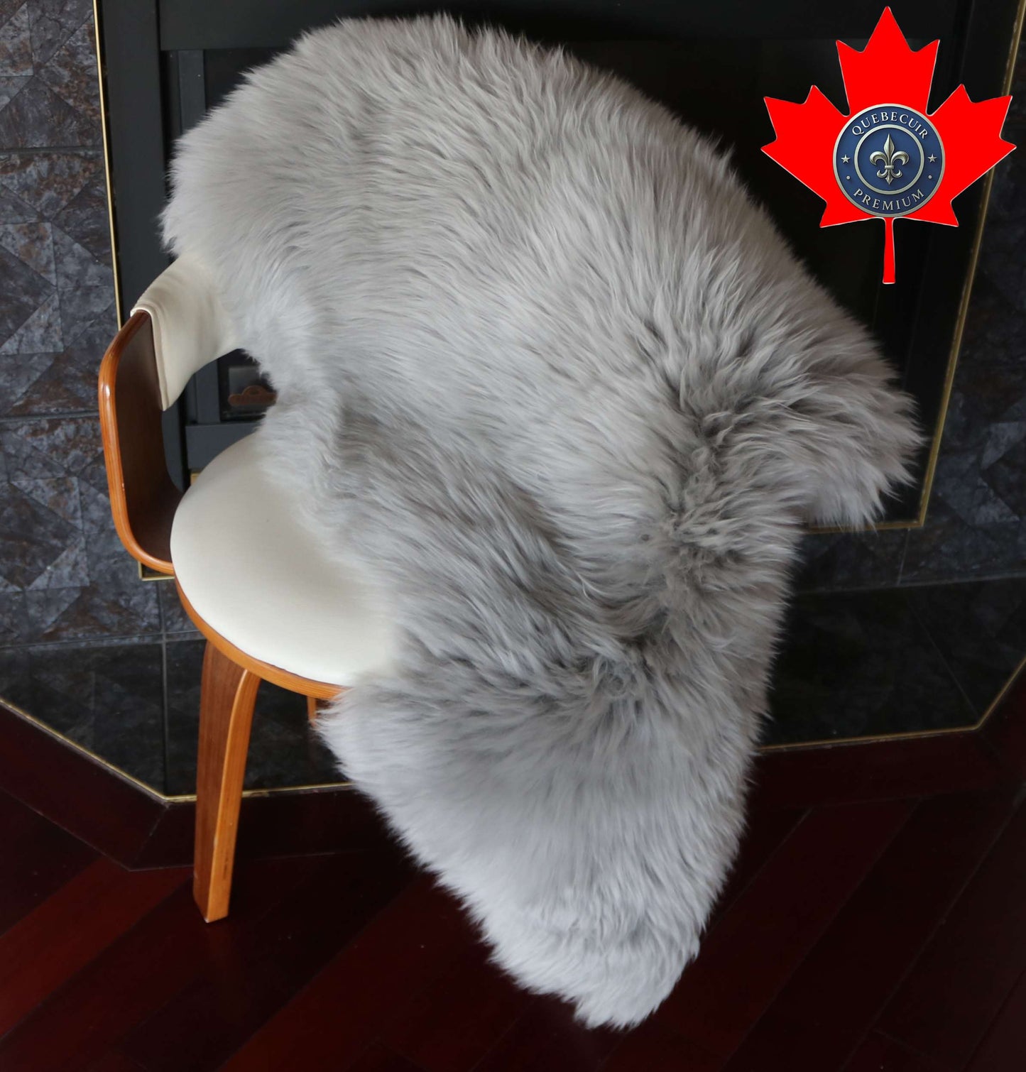 100332 Tapis GRAND peau de Mouton Sheepskin BIG SIZE Collection Quebecuir Premium GREY GRIS    X 1