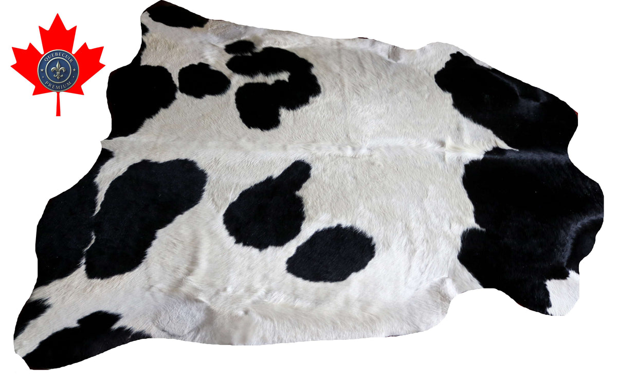 100343- BLACK & WHITE   Cowhide Rug - Quebecuir Premium Collection