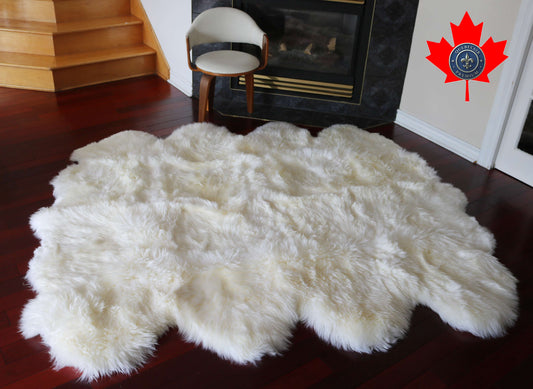 200671  Tapis GRAND peau de Mouton Sheepskin SUPER  BIG SIZE XXXL Collection Quebecuir Premium IVORY     X 8