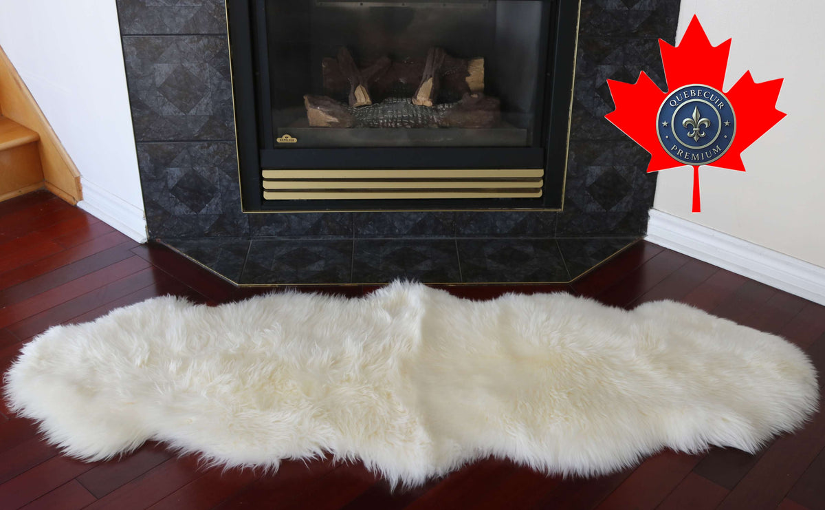 100348 Tapis GRAND peau de Mouton Sheepskin BIG SIZE Collection Quebecuir Premium IVORY X 2