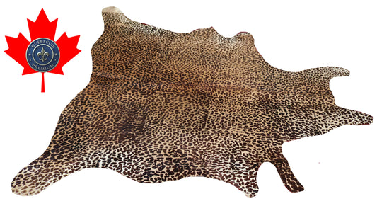 99011 - Cowhide Rug Tapis Peau de Vache   LEOPARD - Collection Quebecuir Premium