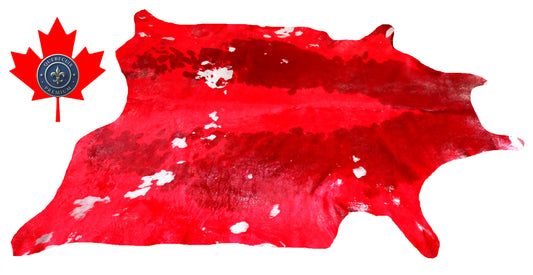 99015- Cowhide Rug Tapis Peau de Vache  RED SILVER METALLIC - Collection Quebecuir Premium