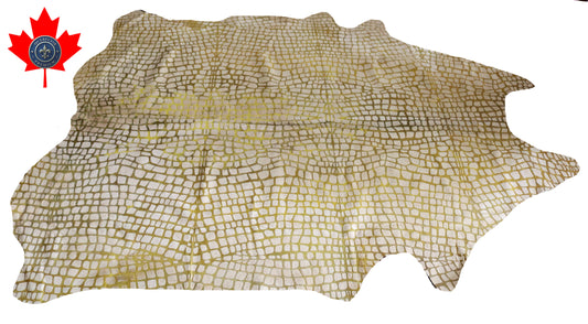 300133 - Cowhide Rug Tapis Peau de Vache   YELLOW    - Collection Quebecuir Premium