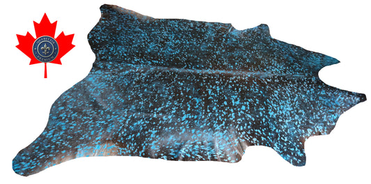 300137- Cowhide Rug Tapis Peau de Vache BLUE  METALLIC - Collection Quebecuir Premium