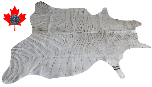300139 - Cowhide Rug Tapis Peau de Vache  ZEBRA SILVER  METALLIC  - Collection Quebecuir Premium