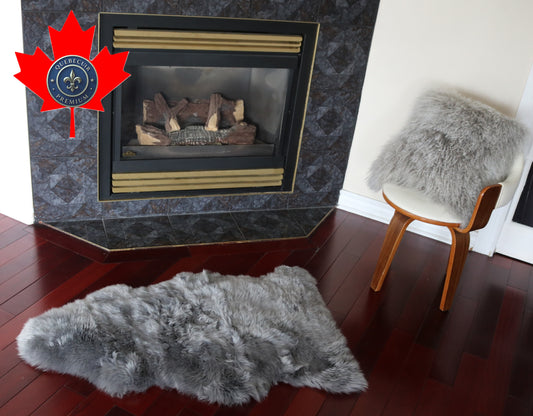 99068 Tapis GRAND peau de Mouton Sheepskin BIG SIZE Collection Quebecuir Premium GREY   X 1