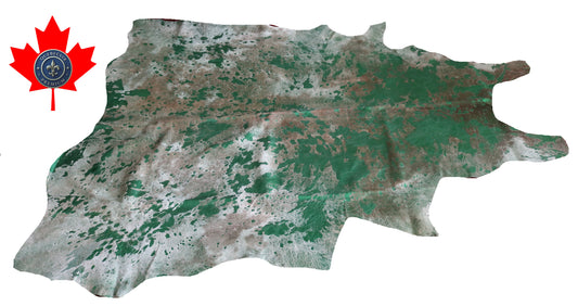 300158 - Cowhide Rug Tapis Peau de Vache  GREEN  METALLIC  - Collection Quebecuir Premium